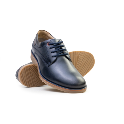 Мъжки елегантни обувки от естествена кожа тъмно сини 5450 Baerchi