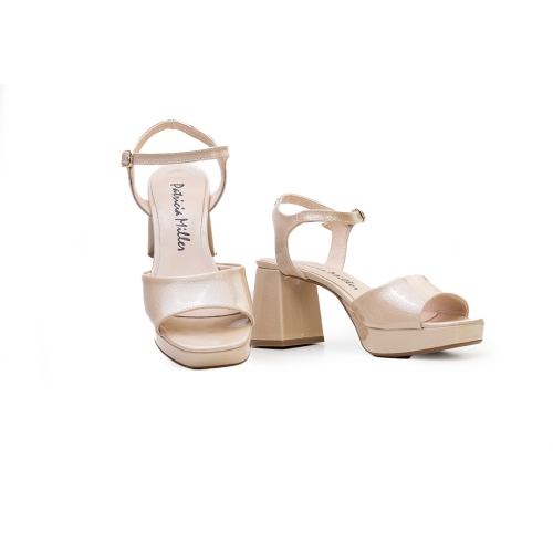 Дамски елегантни сандали от естествен лак бежови 6263 H-4094 Patricia Miller