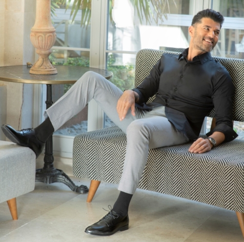 Мъжки елегантни обувки от естествена кожа черни 2450 Baerchi