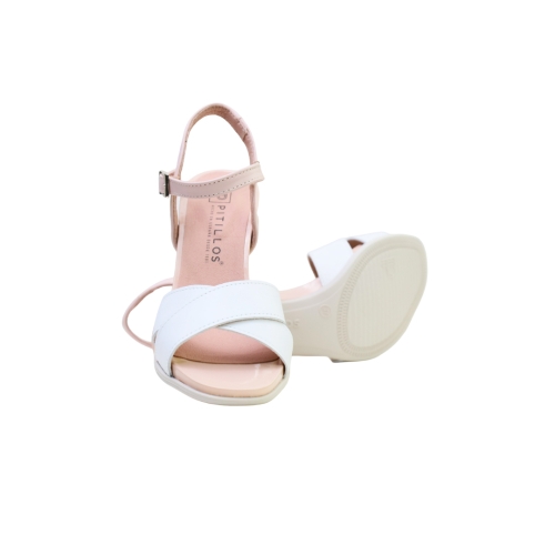 Дамски елегантни сандали от естествена кожа в бяло и розово 5703 Pitillos