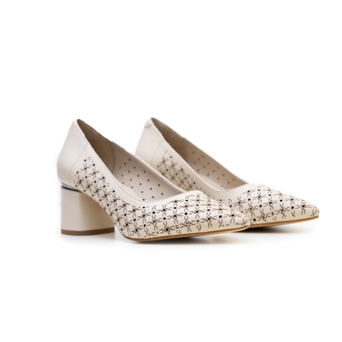 Дамски елегантни обувки от естествена кожа бежови 845-104