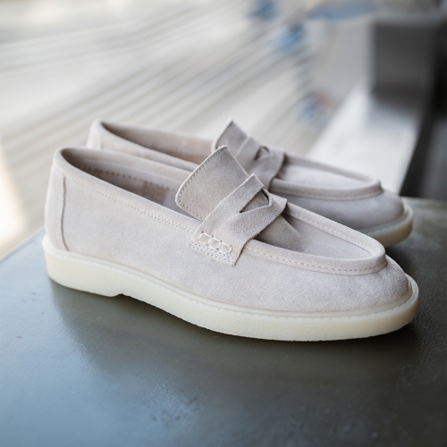 Дамски мокасини от естествен велур тауп 390-1005 Angelina Ricci