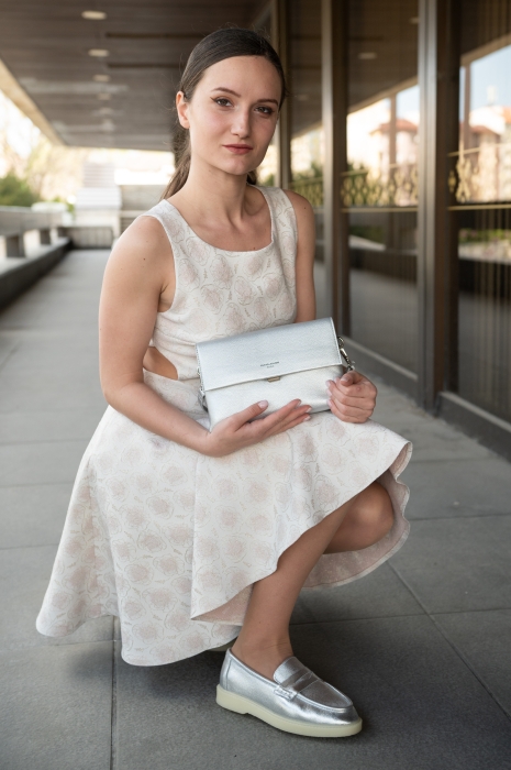 Дамски мокасини от естествена кожа сребро 390-1005 Angelina Ricci