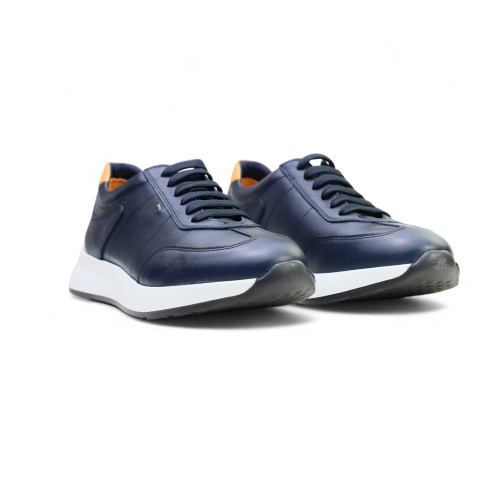 Мъжки спортни обувки от естествена кожа тъмно сини 24134 Valente Marchesi