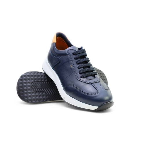 Мъжки спортни обувки от естествена кожа тъмно сини 24134 Valente Marchesi