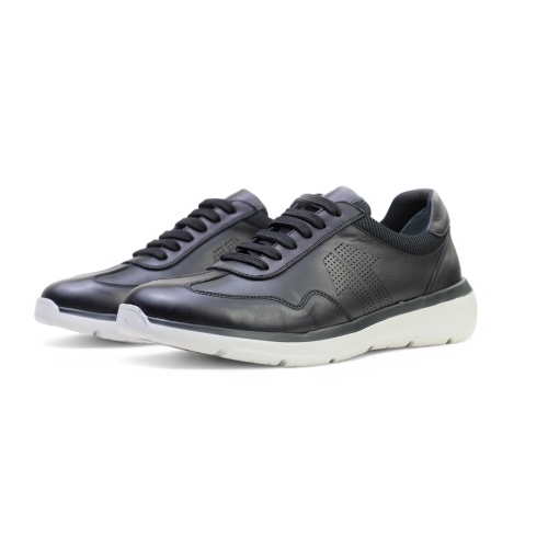 Мъжки спортни обувки от естествена кожа черни 242011 Valente Marchesi