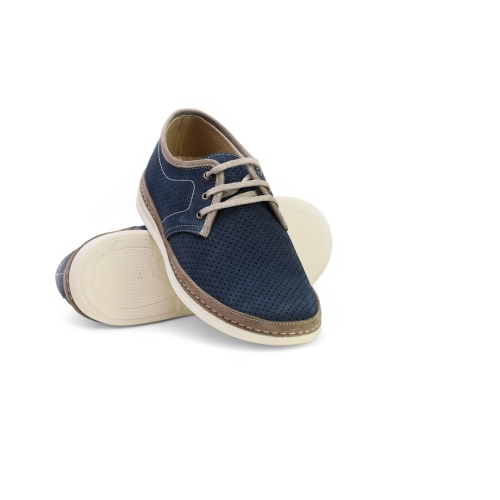 Мъжки ежедневни обувки от естествен набук тъмно сини 94-05-01