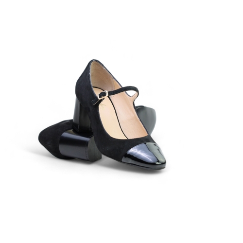 Дамски елегантни обувки от естествен велур черни 9148-08 Angelina Ricci