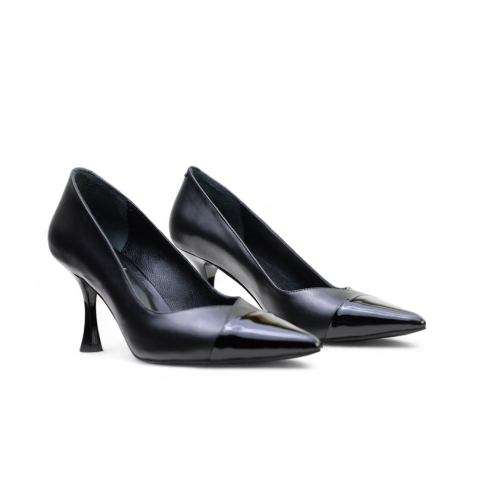Дамски елегантни обувки от естествена кожа черни 11220-10 Angelina Ricci