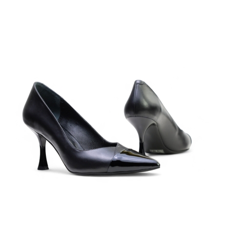 Дамски елегантни обувки от естествена кожа черни 11220-10 Angelina Ricci