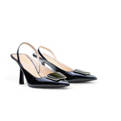 Дамски елегантни обувки от естествен лак черни 259-36 Angelina Ricci