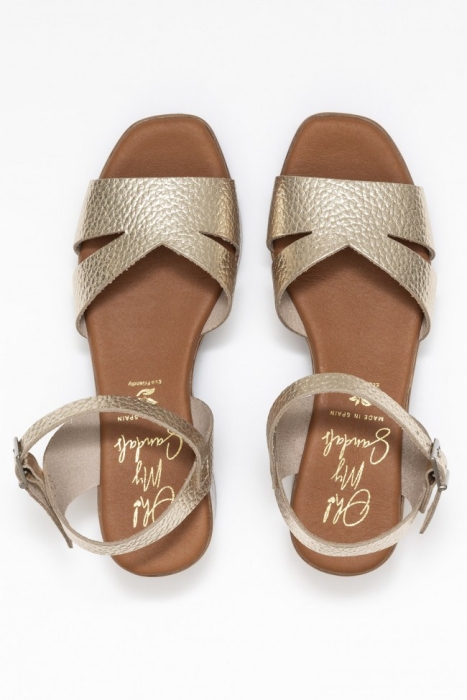 Дамски ежедневни сандали от естествена кожа в злато 5625 Oh My Sandals