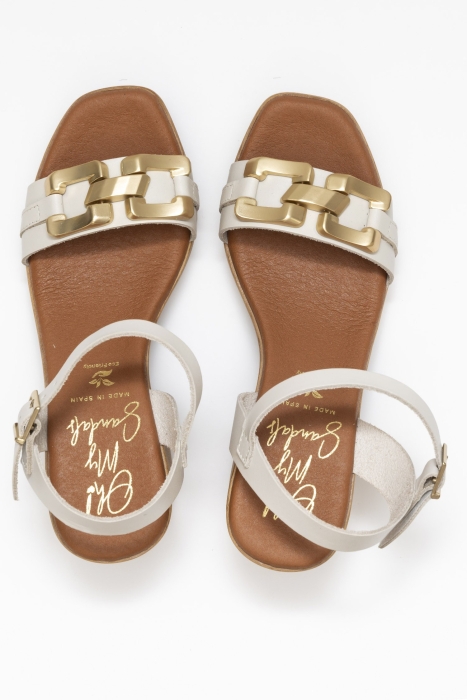 Дамски ежедневни сандали от естествена кожа бежови 5391 Oh My Sandals