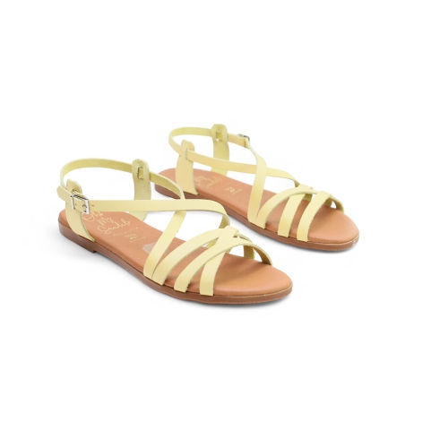 Дамски ежедневни сандали от естествена кожа жълти 5320 Oh My Sandals