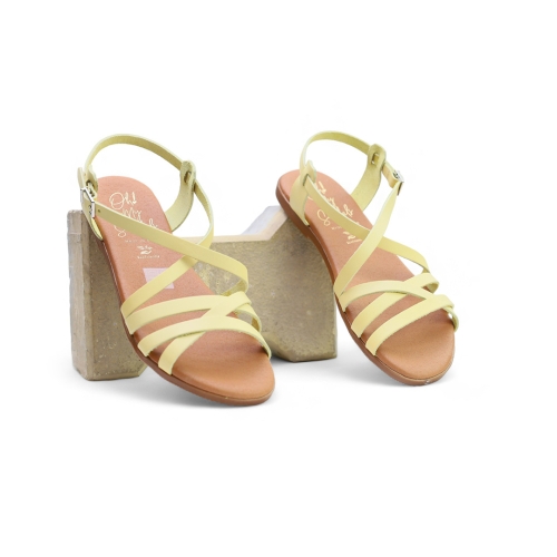 Дамски ежедневни сандали от естествена кожа жълти 5320 Oh My Sandals