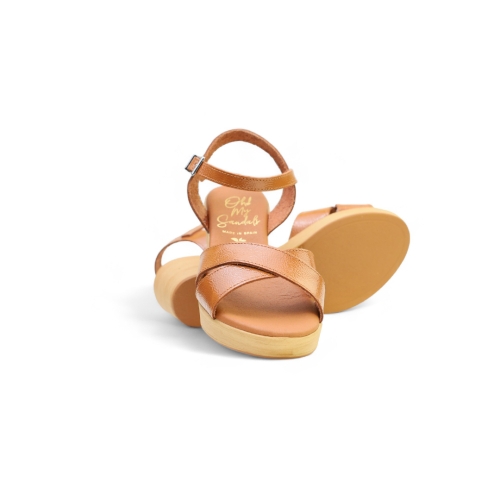 Дамски ежедневни сандали от естествен лак кафяви 5375 Oh My Sandals