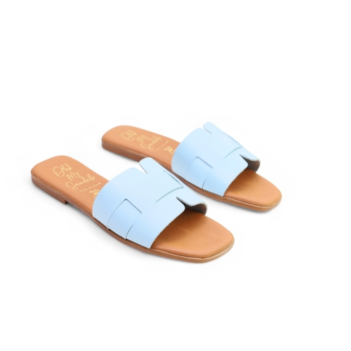 Дамски ежедневни чехли от естествена кожа сини 5315 Oh My Sandals