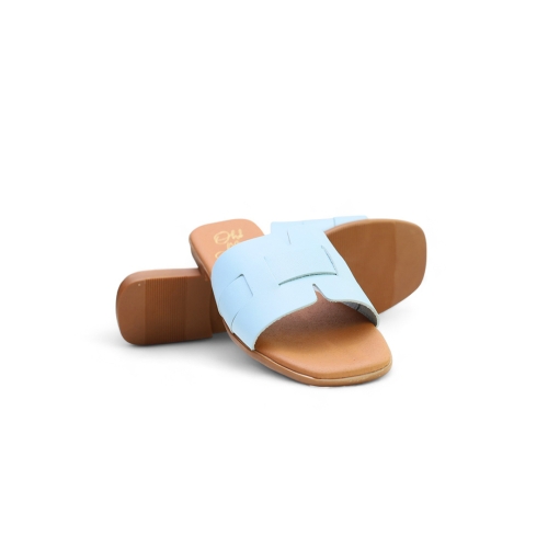 Дамски ежедневни чехли от естествена кожа сини 5315 Oh My Sandals