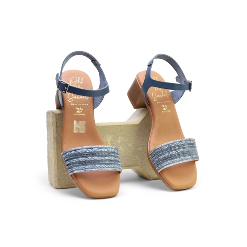 Дамски ежедневни сандали от естествена кожа тъмно сини 5352 Oh My Sandals