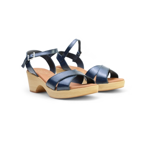 Дамски ежедневни сандали от естествена кожа тъмно сини 5375 Oh My Sandals