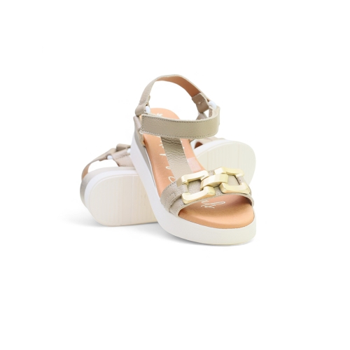 Дамски ежедневни сандали от естествена кожа тауп 5420 Oh My Sandals