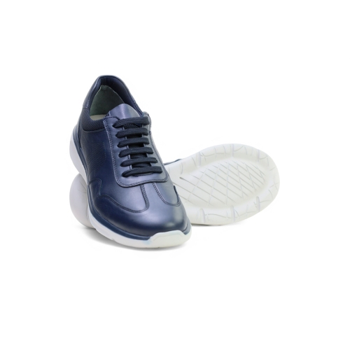 Мъжки спортни обувки от естествена кожа тъмно сини 242011 Valente Marchesi