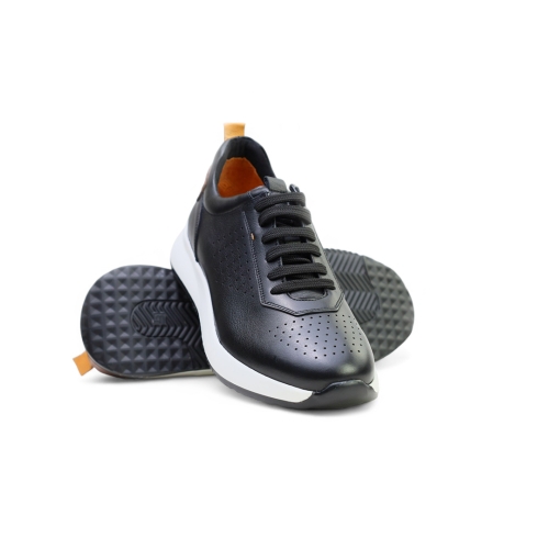 Мъжки спортни обувки от естествена кожа черни 24133 Valente Marchesi