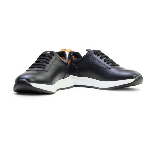 Мъжки спортни обувки от естествена кожа черни 24133 Valente Marchesi