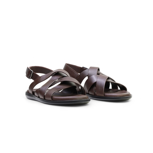 Мъжки ежедневни сандали от естествена кожа тъмно кафяви 555 Valente Marchesi