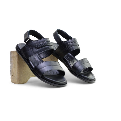 Мъжки ежедневни сандали от естествена кожа черни 768 Valente Marchesi