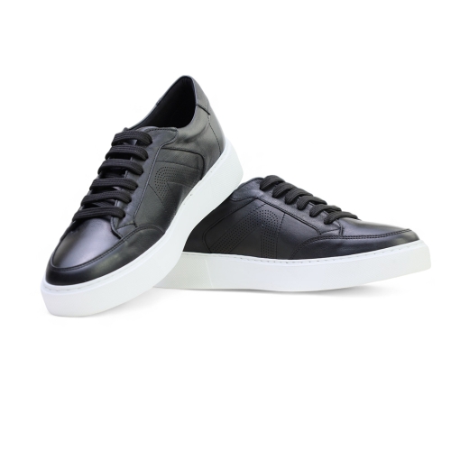 Мъжки спортни обувки от естествена кожа черни 246500 Valente Marchesi