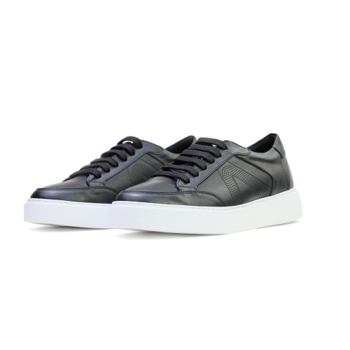 Мъжки спортни обувки от естествена кожа черни 246500 Valente Marchesi