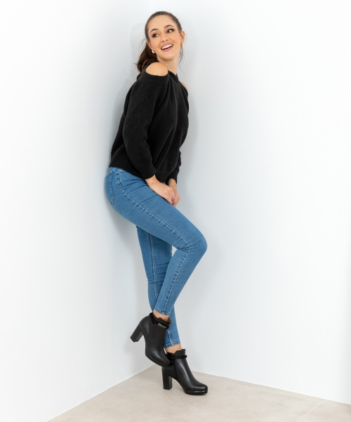 Дамски елегантни боти от естествена кожа черни 6071 Patricia Miller