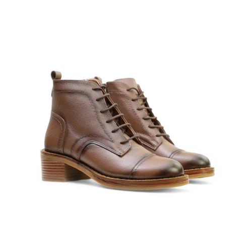 Дамски ежедневни боти от естествена кожа светло кафяви 241481