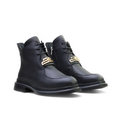 Дамски ежедневни боти от естествена кожа черни 241492