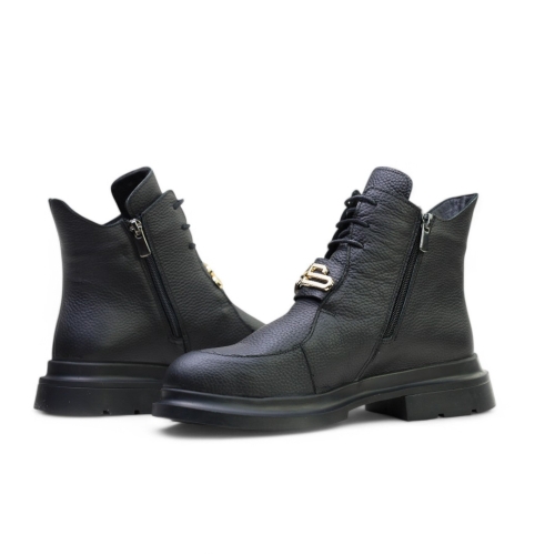 Дамски ежедневни боти от естествена кожа черни 241492