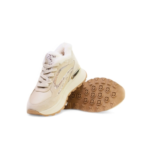 Дамски спортни обувки от естествена кожа бежови 24503-P1148