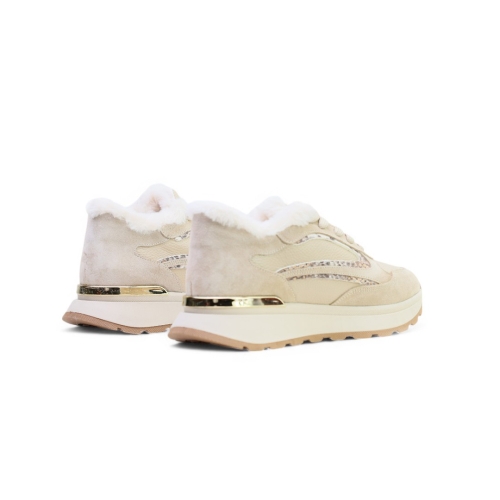 Дамски спортни обувки от естествена кожа бежови 24503-P1148