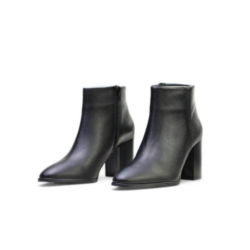 Дамски елегантни боти от естествена кожа черни 012171-01