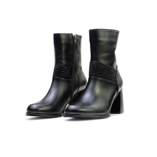 Дамски елегантни боти от естествена кожа черни 352-100-205