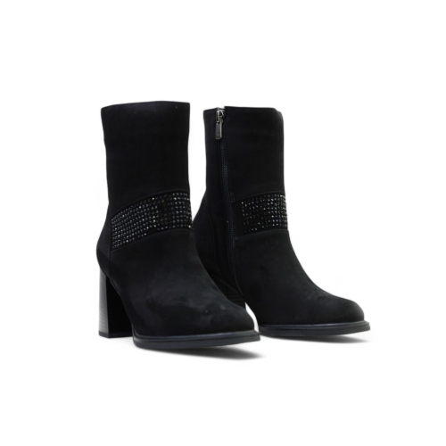 Дамски елегантни боти от естествен велур черни 352-121-205