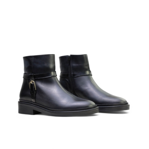 Дамски ежедневни боти от естествена кожа черни ELLA-34