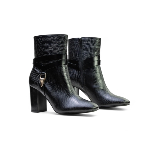 Дамски елегантни боти от естествена кожа черни 013190-09