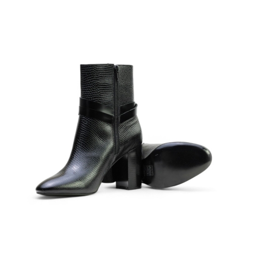 Дамски елегантни боти от естествена кожа черни 013190-09