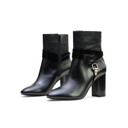 Дамски елегантни боти от естествена кожа черни 013190-09