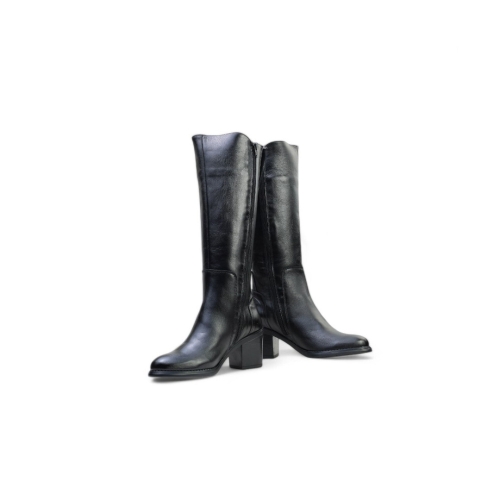 Дамски елегантни ботуши от естествена кожа черни 40186 Baerchi