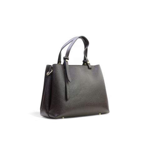 Дамска елегантна чанта от естествена кожа тъмно кафява 248423-1