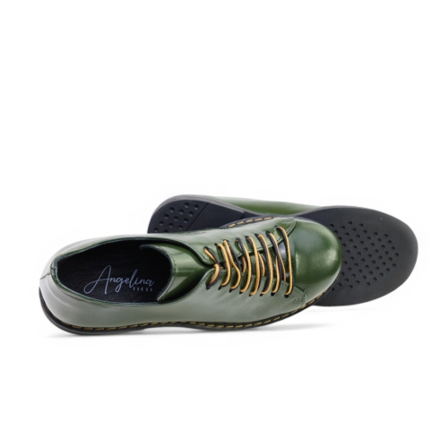 Дамски ежедневни обувки от естествен лак зелени 730