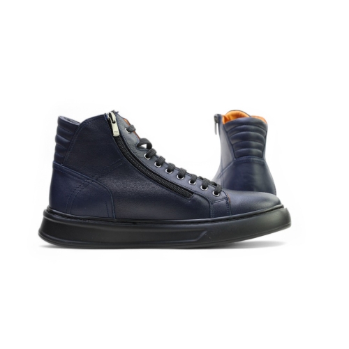 Мъжки спортни боти от естествена кожа тъмно сини 250651