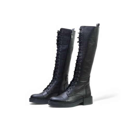 Дамски ежедневни ботуши от естествена кожа черни 241055